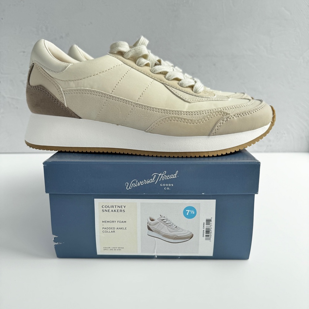 UNIVERSAL THREAD Courtney Sneakers 7.5 Light Beige Memory Foam Casual Athletic - Picture 14 of 14